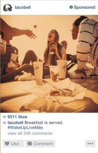 Taco Bell, publicité instagram